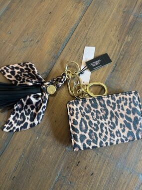 NWT Victoria’s Secret leopard card wallet and attached tasseled keychain